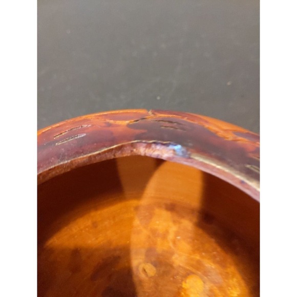 Wood Unique Hand Carved Floral Wooden Bowl w/ Lid 7.5"H x 6.5"L Urn Trinket - Picture 9 of 10